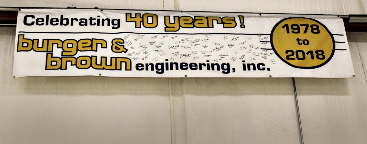 Burger and Brown Engineers 40 Years sign